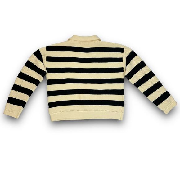 Avantlook Collared Striped Sweater Pullover Style Long Sleeve Cream Black Small - Picture 7 of 8